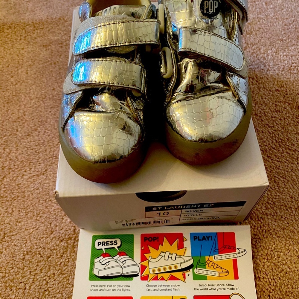 POP silver metallic girls sneakers